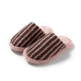 thumbnail image 4 of Samdudou House Slippers for Women Fuzzy Striped Pattern Closed Toe Slip On Plush Warm Indoor Bedroom Flat Footwear for Daily Home Lounging, 4 of 6