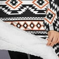 thumbnail image 3 of Oversized Wearable Blanket Hoodie,Boho Orange and Black Geometric Ethnic Pattern Sherpa Blanket Hoodie with Super Pockets,Super Warm Fuzzy Pullover for Women & Men, 3 of 6