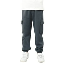 Edvintorg Boys Athletic Pants Solid Color Casual Sports Work Pants Elastic Waist Cargo Pants with Pocket Boys Sweatpants 5-13 Years