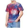 thumbnail image 3 of Gelikeya 4th of July Clothes for Girls Size 11-12 Independengce Day Star Flower Short Sleeve Shirt Casual Round Neck Tee Tops Oversized Pullover Children's Clothing Purple 2-12Y, 3 of 4