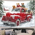 thumbnail image 6 of Red Truck Tapestry,Winter Snowy Forest Tapestries,Funny Dogs Farm Barn Vintage Rustic Wall Hanging for Bedroom Living Room Dorm,50X60Inches, 6 of 7