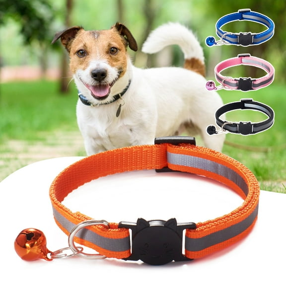 Happy Date 4Pcs/Set Pet Breakaway Cat Collar with Bell, Mixed Colors Reflective Cat Collars - Ideal Size Pet Collars for Cats or Small Dogs
