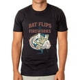 thumbnail image 2 of Baseball American Pastime T-Shirt Men's Bat Flips and Fireworks Patriotic Short-Sleeve Funny Graphic Print Tee, 2 of 5