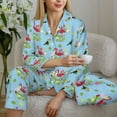 thumbnail image 6 of Lsque Flamingos And Tropical Plants Pattern Long Sleeve Pajama Set for Women - Soft 2-Piece Sleepwear and Loungewear Set with Pockets, Comfy Nightwear-Medium, 6 of 7