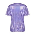 thumbnail image 5 of Zaldita Women's Shiny Metallic Short Sleeve T-shirt Holographic Top Blouse Dancewear Rave Festival Purple XXL, 5 of 7