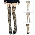 thumbnail image 2 of Women Patterned Fishnet Tights Stockings Hollow Ripped Hole Suspender Pantyhose, 2 of 12