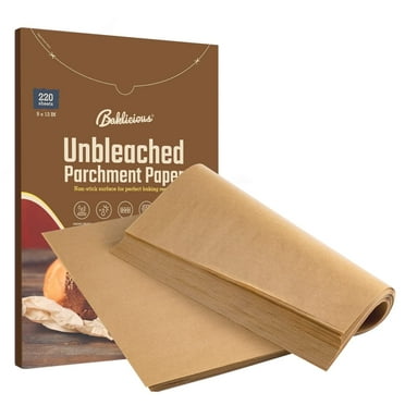 Baklicious 220 Pcs 9x13inch Brown Unbleached Pre-cut Parchment Paper Sheets,Non-Stick