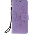 thumbnail image 6 of Case for Samsung Galaxy S22 5G, Premium Leather Flip Wallet Case with Card Slots Holder Kickstand Hand Strap Mandala Half Flower Design Embossed Shockproof Cover Case - Purple, 6 of 14