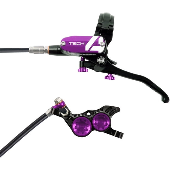 Hope Tech 4 V4 Disc Brake and Lever Set - Rear, Hydraulic, Post Mount, Blue