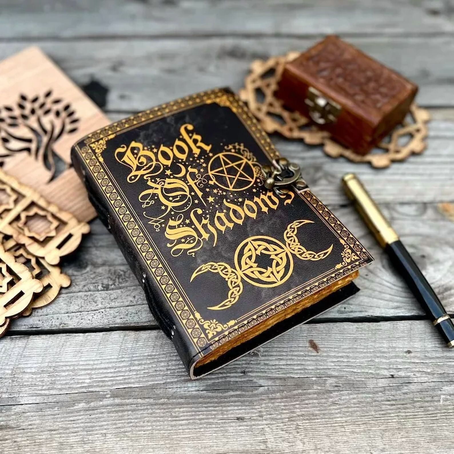 Vintage Leather Journal with Spell Eye Journal Hocus Pocus Book of Shadows