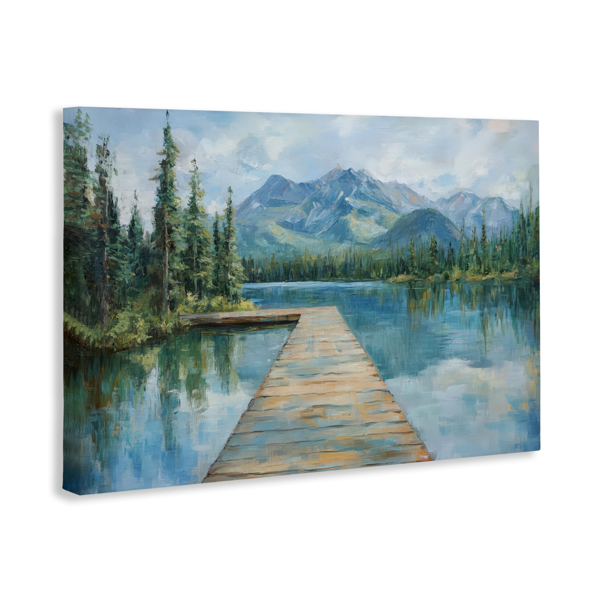 Stupell Industries Peaceful Lake Dock in the Mountains Canvas Wall Art, design by Petal Prints Design