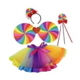 thumbnail image 3 of Falda de ballet con capas de arcoíris y diadema para niñas, ideal para fiestas de cumpleaños y juegos de simulación. 4 piezas, 3 of 8