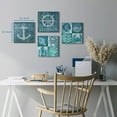 thumbnail image 4 of Bathroom Wall Décor Nautical Pictures Prints Sea Animals Navy Blue Canvas Wall Art 24 x 24 inches, Set of 4 Framed on Solid Wood Artwork for Home Cabin Office, 4 of 7