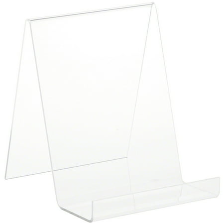 Plymor Clear Acrylic Flat Back Display Easel With 2.5" Box Ledge, 7.25" H x 6" W x 7" D