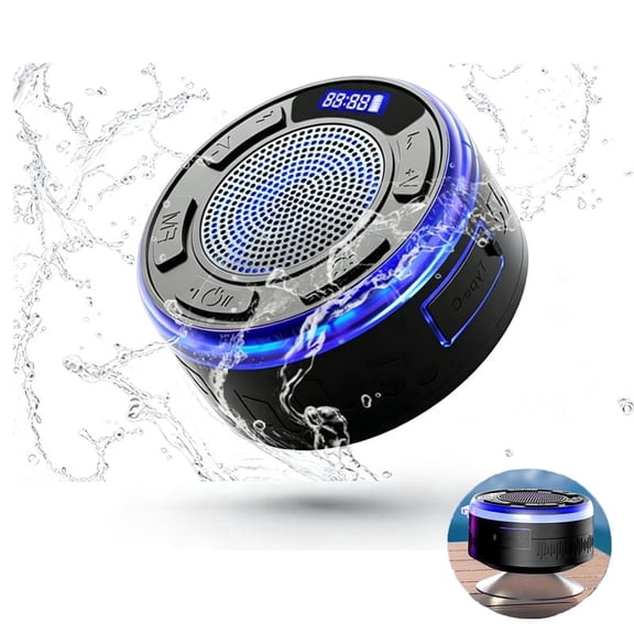 Mini Waterproof Bluetooth Shower Speaker, Small Portable Wireless Speaker with Suction, IPX6 Rated for Bathroom, Outdoor, Pool, Gifts, Black