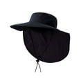 thumbnail image 1 of Chapeau de Soleil pour Hommes Protection Visage Pêche Extérieure Sangle Randonnée Été Protection Cou Pliable Protection Solaire Respirant Noir, 1 of 9