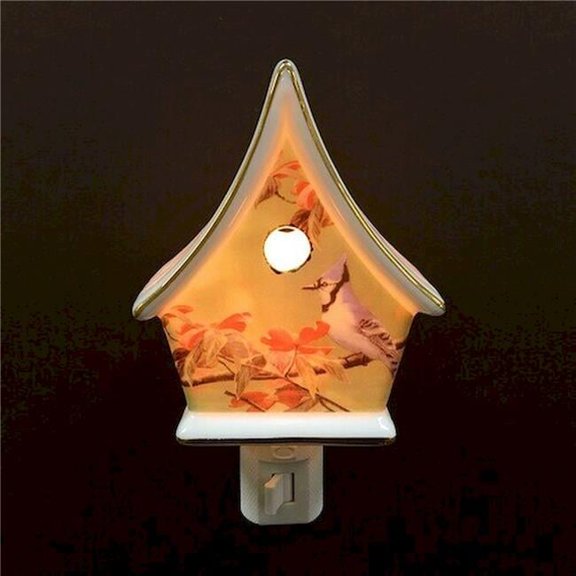 Blue Jay on A Birdhouse Shaped Night Light