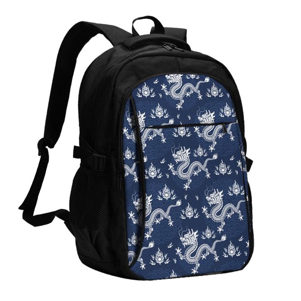 Balery Dragon Mochila con carga USB para hombre y mujer - Mochila impermeable y antirrobo para laptop con puerto USB para viajes, trabajo