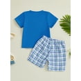 thumbnail image 6 of Qmyliery Kids Boys Shorts Set, Short Sleeve Embroidery Duck T-shirt with Plaid Shorts Summer Outfit 3 4 5 6 7 Years, 6 of 10