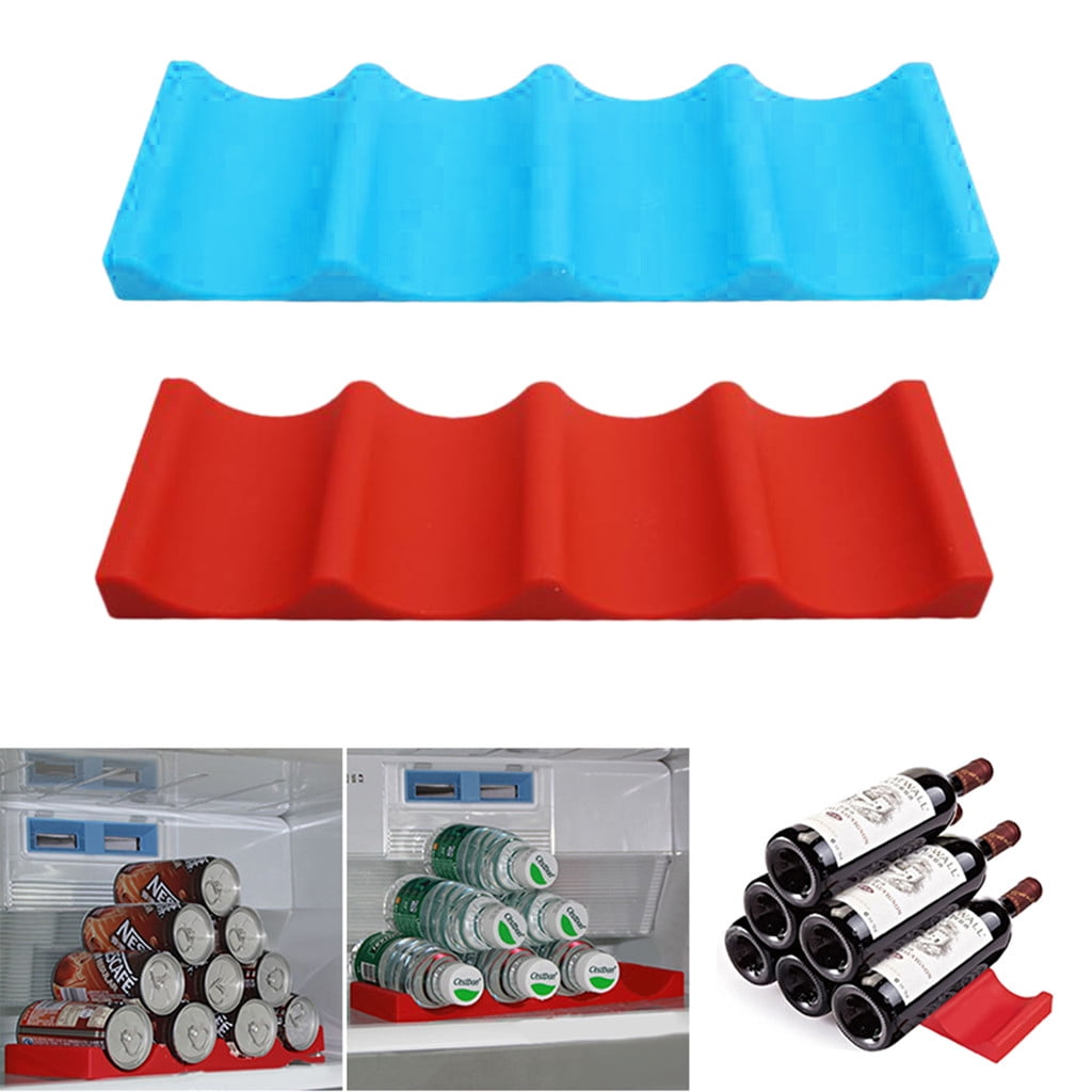 QWY Bottle Organizer Holder Silicone Stacker Cans Fridge Mats Beverages