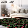 thumbnail image 2 of ODIKA 8'x10' Machine Washable Non-Slip Area Rug, Holly Berry Wreath Tree Skirt with Traditional Motifs High Traffic Rug, Green, 746154, 2 of 7