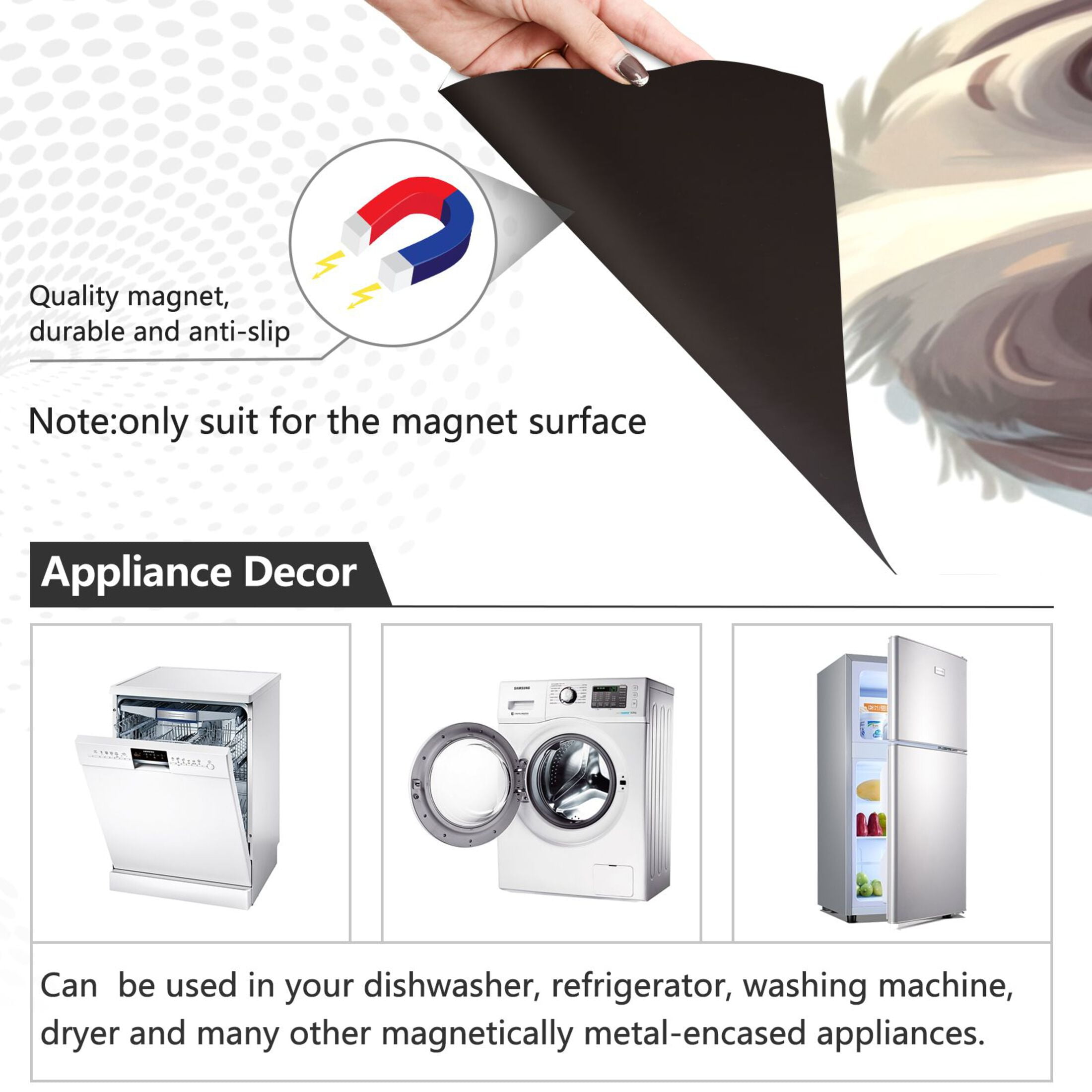 Dishwasher Magnetic Sticker 23x26 Inch Refrigerator Magnetic Sticker Washing Machine Magnetic Sticker Kitchen Panel Magnetic Sticker Home Decor Dog and Cat Friends