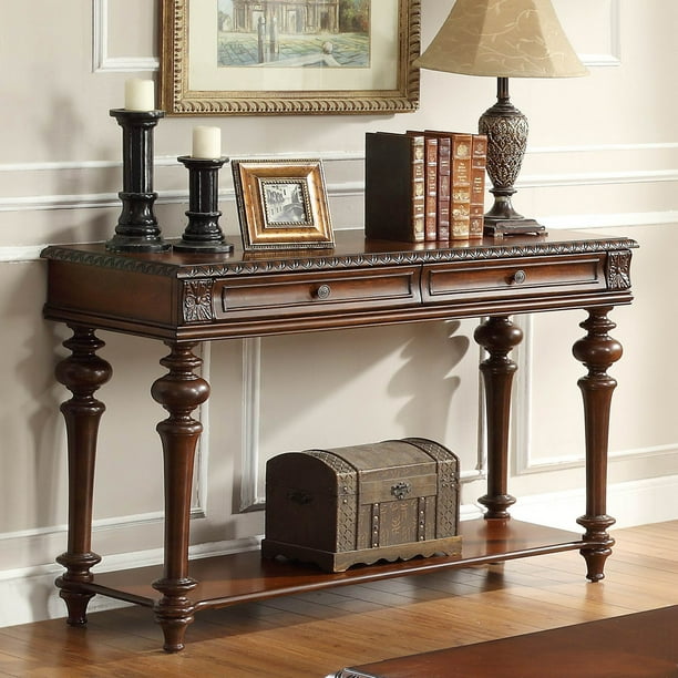 Homelegance Westfeldt 2 Drawer Sofa Table in Rich Cherry