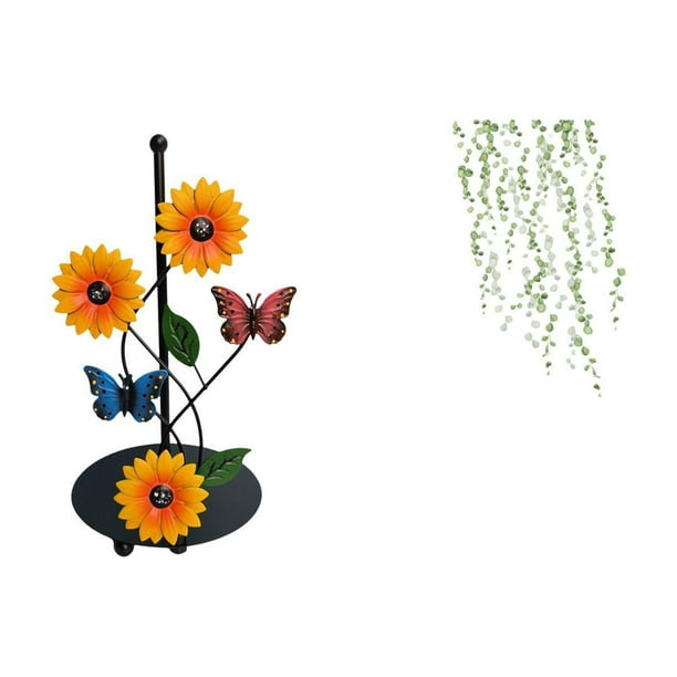Soporte de papel higiénico,Porta toallas de papel con forma de girasol para encimera,Portarrollos de cocina de pie para toallas de papel,Adhesivo de pared,Pegatinas de pared de vides colgantes