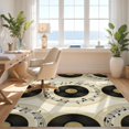 thumbnail image 3 of Design&I 4'x6' Washable Area Rug Flatweave Daily Traffic Ready Record Retro Distressed Music Aesthetic Note Player Vintage Vinyl Refined for Dorm Room, Living Apartment, 3 of 7