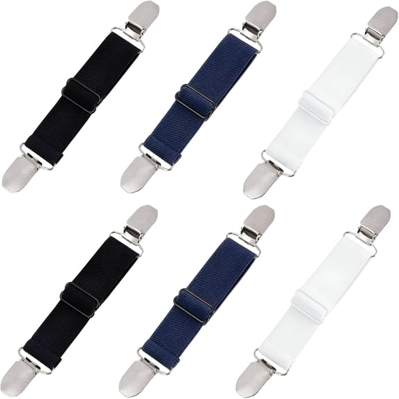 AUQ 6 Pcs Elastic Pant Cinch Clip,Pant Waist Waist Clip Belt Adjustable Boot Straps for Women Men