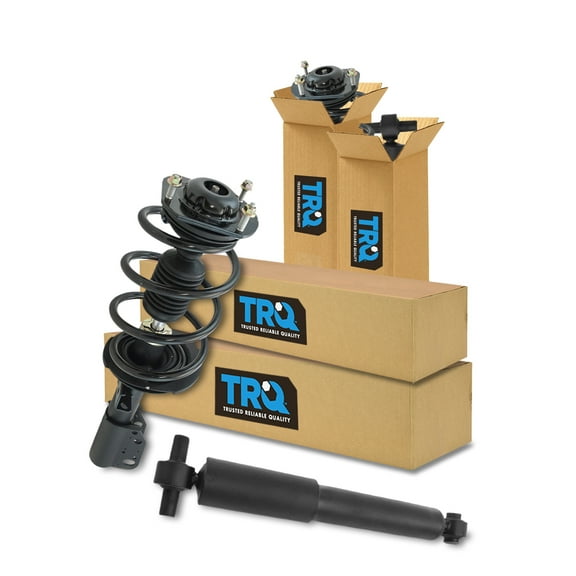 TRQ Front Complete Loaded Strut Spring Assembly & Rear Shock Absorber 4 Piece Kit Set Fits Select 2013-2017 Chevy Traverse / 2013-2017 Buick Enclave / 2013-2016 GMC Acadia