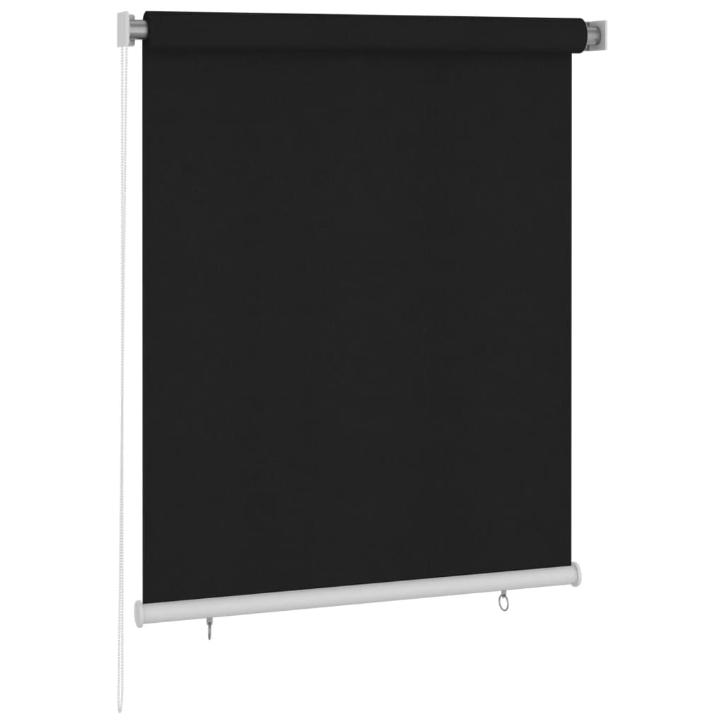Outdoor Roller Blind 47.2"x55.1" Black Window Blinds & Shades Domqga