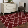 thumbnail image 5 of 4x6 Washable Area Rug, Dark Red Plaid Non-Slip Rectangle Rug for Living Room Office, Retro Country Moroccan National Geometrical Plaid Indoor Accent Floor Mat for Home Decor, 5 of 9