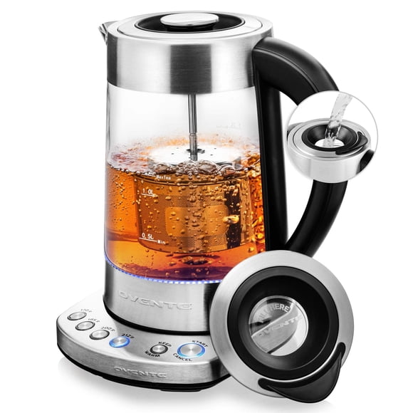 OVENTE 1.7L Electric Tea Kettle with Removable Infuser, Variable Temperature Control, Keep Warm Function, 1500W Fast Heating Water Boiler, BPA Free B