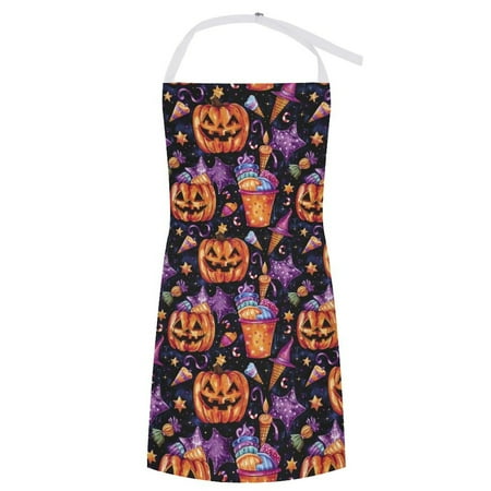 

ZZZHY Candy Pumpkin Bucket Ice Cream Treats-206 Apron with Pockets Adjustable Aprons for Men/Women Waterproof Chef Aprons for Gardening Cooking BBQ Baking Halloween Thanksgiving Christmas