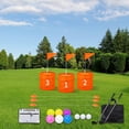 thumbnail image 6 of Orange 3PCS Backyard Golf Game, Set with:3Pop-Up Holes + 3 Flags + 6 Tee Boxes + 3 Game Balls + 1 Carrying Bag + 3 Connecting Ropes + 1 Scoreboard + 2 Clubs + 3 Golf Balls + 1 Manual,Outdoor, 6 of 6