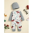 thumbnail image 3 of Toddler Baby Boy Girl My 1st Christmas Outfit Romper Striped Santa Letters One Piece Romper Bodysuit, 3 of 9
