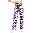 thumbnail image 1 of ITFABS Jeans à Jambe Grand Taille Haute pour Femmes avec Poche, Motif Vache Imprimé, 1 of 8