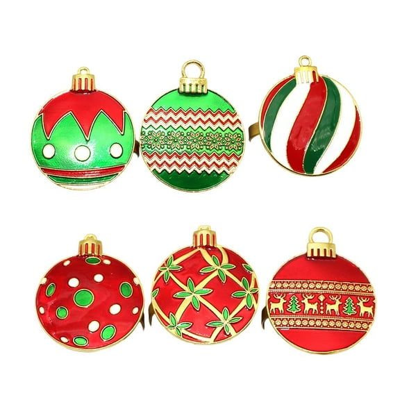 Christmas Table Decor Napkin Rings Set Of 6 With Red And Green Alloy Material