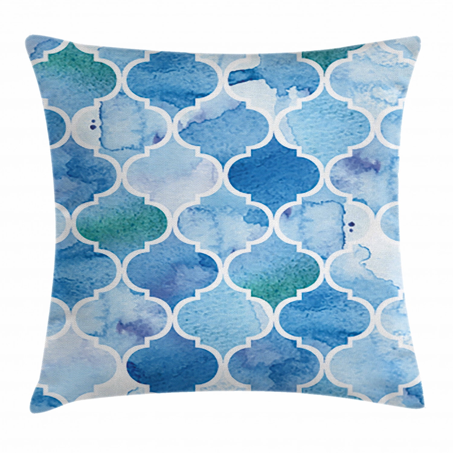 Watercolor Throw Pillow Cushion Cover, Abstract Moroccan Trellis