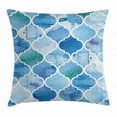 thumbnail image 1 of Watercolor Throw Pillow Cushion Cover, Abstract Moroccan Trellis Geometric Pattern Curves Islamic Mosaic Design, Decorative Square Accent Pillow Case, 20 X 20 Inches, Blue Baby Blue, by Ambesonne, 1 of 2