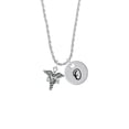 thumbnail image 2 of Delight Jewelry Silvertone Caduceus - LPN Silvertone Script Initial Disc - O - Charm Necklace, 20"+3", 2 of 4