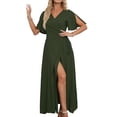 thumbnail image 4 of Vestido largo bohemio 23 nuevo vestido europeo y americano de manga corta con cuello en V y corte ajustado para mujer de verano, 4 of 5
