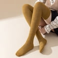 thumbnail image 3 of Eoperou 1 Pair Women Winter Stockings Solid Color Thick Warm Soft High Elasticity Anti-slip Cold Resistant Mini Skirt Stockings Over-the-knee Length Long Socks, 3 of 7