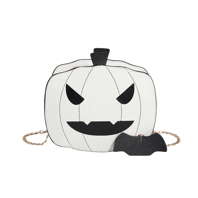 Bolso de calabaza de Halloween, de cuero, informal, tipo bandolera, con cadena
