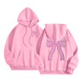 thumbnail image 6 of Yuanlong Womens Hoodies Oversized Pink Bow Graphic Long Sleeve Hooded Sweatshirts Spring Stylish Fashion Comfort Clothes, 6 of 7