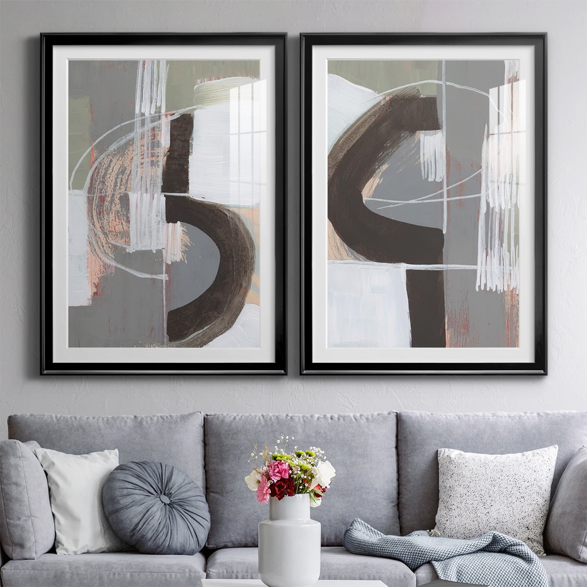 Wexford Home Arching Neutrals III Premium Framed Print, 26.5" x 36.5" - Ready to Hang, Black (Set of 2)