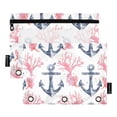 thumbnail image 2 of 2 Pack Pencil Pouch for 3 Ring Binder Smooth Zipper Folders with Pockets Clear Window Pencil Case Anchor and Coral, 2 of 6