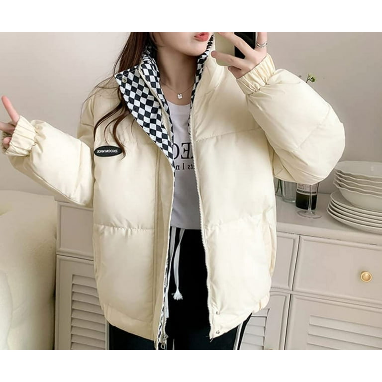 Cropped quilted padded down leather jacket
