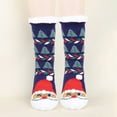 thumbnail image 2 of Slipper Socks With Grips Womem Men Christmas Cartoon Print Lined Socks With Grippers Non Thermal Cozy Stockings Winter Thicked Home Sleep Gift,Sky Blue, 2 of 4